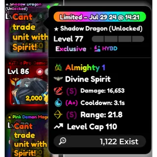 Anime Defenders Shadow dragon