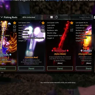 Fisch With Astraeus Nates Blade Olympian Godbreaker Pinion’s Aria Onirifalx Marrow Rod Duskwire Crow Bar Rod Plaguereaver Rod