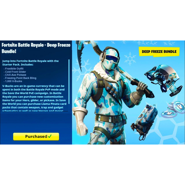 Fortnite Deep Freeze Bundl Pc Key 3 000 V Bucks Global - 