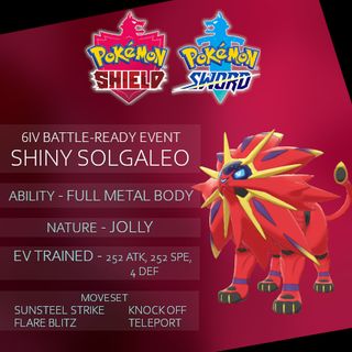 Pokemon Sword and Shield Solgaleo 6IV-EV Trained