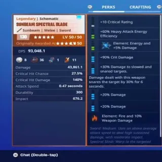 Schematic: Modded Double Element 9 Perk Spectral Blade