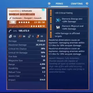 Schematic: Modded Double Element Double 6th Perk Siegebreaker