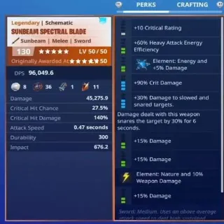 Schematic: Modded Double Ele 10 Perk Spectral Blade