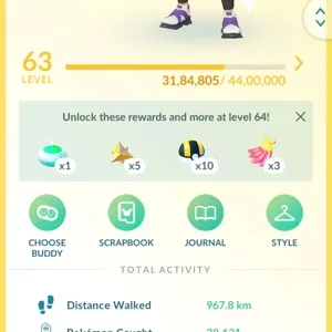 Pokemon go account lev 63 