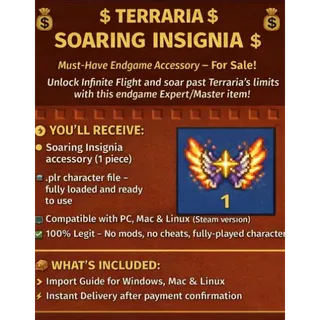 Terraria Soaring Insignia – Must-Have Endgame Accessory (For Sale) PC | LINUX | MAC | ANDROID | IPHONE