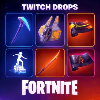 FORTNITE TWITCH DROPS - 37 ITEMS - 4 Pickaxes, 8 Backs, 6 Wraps, 7 Sprays, 4 Emojis, 2 Emotes, Badge, Lego - All Platform