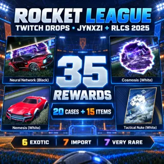 Rocket League Twitch Drops | Jynxzi, Tactical Nuke, Cosmosis, Nemesis | 20 RLCS Cases + 15 Items