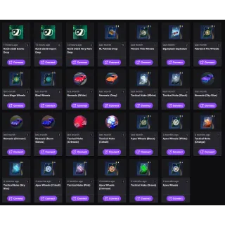[62 DROPS] 💜 Import X7 + Very Rare X7 + Exotic X6 + 42 OTHER (Nuke, Wheels,Nemesis) | Rocket League