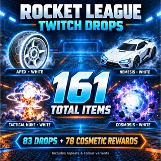 [161 Items] Apex Black & White, Tactical Nuke White, Cosmosis, Nemesis + More | Rocket League Twitch Drops