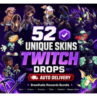 ⚔️ Brawlhalla - 52 Unique Skins ⚡ Esports + CCv2 + Neo-City ✅ Instant Delivery 🎁 Twitch Drops