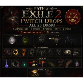 💜 [25 ITEMS] ALL Twitch Drops ❤️ Path of Exile 2 🌌 Portals + Pets + Cosmetics + Finisher Effects