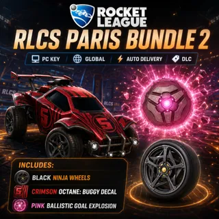 Ninja Wheels Black + Buggy Decal Crimson Octane + Ballistic Goal Explosion Pink 🚗 Rocket League RLCS Paris Bundle 2 ⚡ TikTok