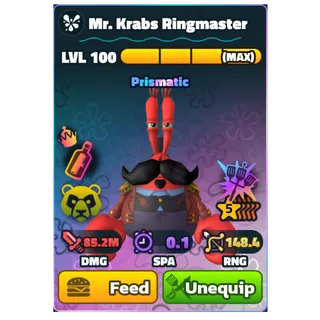 SPONGEBOB TOWER DEFENSE - MR. KRABS RINGMASTER 5 STARS⭐ PRISMATIC