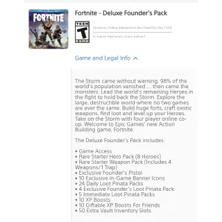 [DELUXE] Fortnite STW Founders Edition OG PSN US