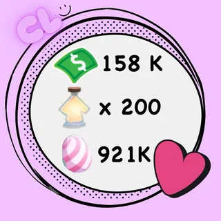 921K Candy Egg + 158 K Bucks + 200 Age Up Potion Account
