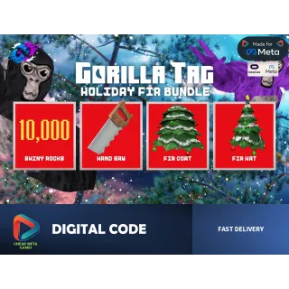 🎄 GORILLA TAG - Holiday Fir Pack - Official Meta Quest Code - Rare Skins + 10,000 Shiny Rocks! 💎