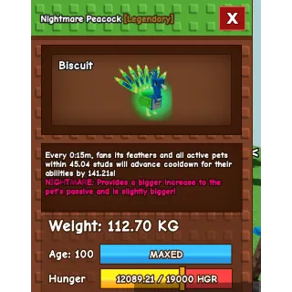 Godly Nightmare Peacock 15s 110KG+