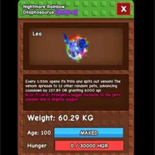 Huge Rainbow Hatched Dilophosaurus { 60 + Kg }