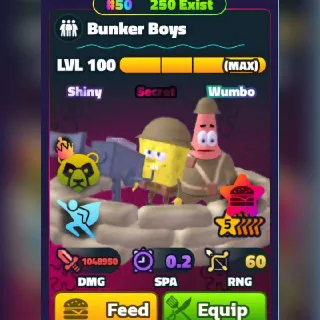 Sw 5s Bunker Boys #50 RAINBOW SERIAL SBTD SPONGEBOB TOWER DEFENSE