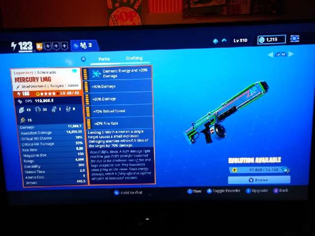 mercury lmg 106 energy god roll - fortnite noble launcher or mercury lmg