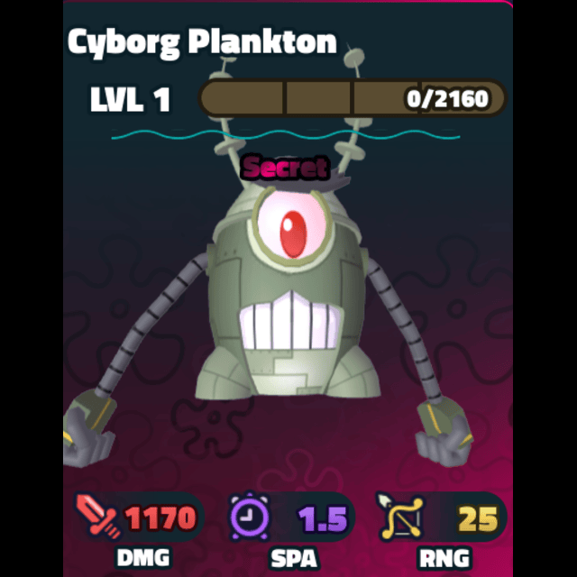 Spongebob tower defense cyber plankton secret other game item