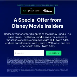  3 months of the Disney Bundle Trio Basic (K3IQ...) Disney+, Hulu and live sports with ESPN