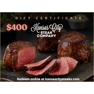 $400.00 KANSAS CITY STEAKS GIFT CARD