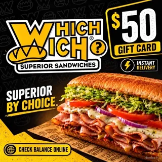 $50.00 USD Which Wich Gift Card⚡️FLASH SALE ⚡️