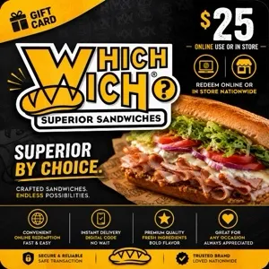 $25.00 USD Which Wich Gift Card⚡️FLASH SALE ⚡️