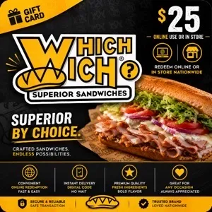 $25.00 USD Which Wich Gift Card⚡️FLASH SALE ⚡️