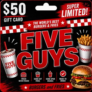 $50.00 Five Guys Gift Card⚡️FLASH SALE ⚡️