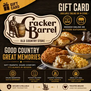 $50.00 Cracker Barrel Gift Card⚡️FLASH SALE ⚡️