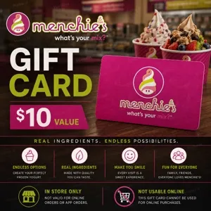 $10.00 Menchie's Frozen Yogurt Gift Card⚡️FLASH SALE ⚡️