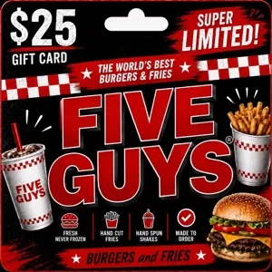 $25.00 Five Guys Gift Card⚡️FLASH SALE ⚡️