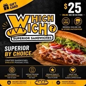 $25.00 USD Which Wich Gift Card⚡️FLASH SALE ⚡️