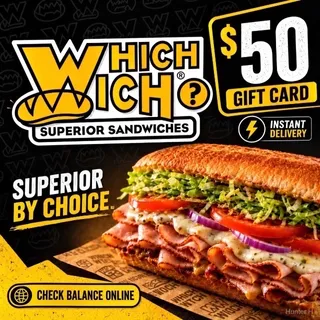 $50.00 USD Which Wich Gift Card⚡️FLASH SALE ⚡️