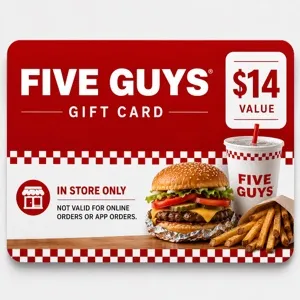 $14.00 Five Guys Gift Card⚡️FLASH SALE ⚡️