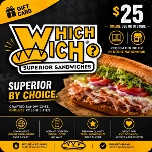 $25.00 USD Which Wich Gift Card⚡️FLASH SALE ⚡️