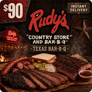 $90.00 Rudy’s BBQ Gift Card⚡️FLASH SALE ⚡️