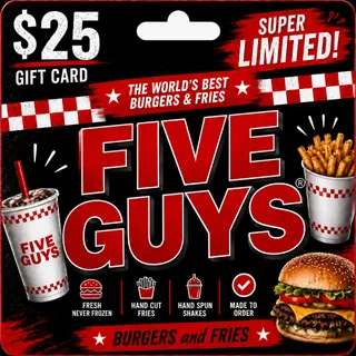 $25.00 Five Guys Gift Card⚡️FLASH SALE ⚡️