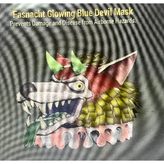 Glowing blue devil mask