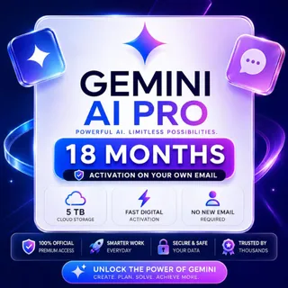 Gemini AI 18 Month Pro Plan – AI Plan with 5TB Cloud Storage, Deep Research & Gemini Features