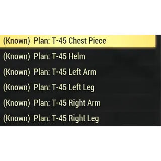 PLANS: T-45 Power Armor (6 plans)