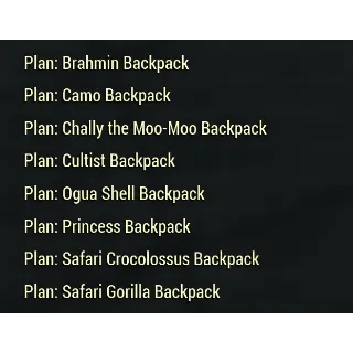 X8 Rare Backpack Plans Skins