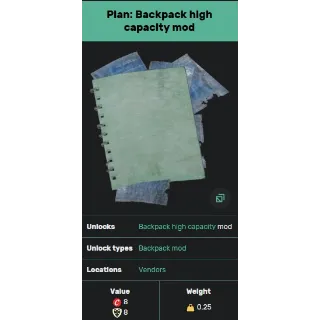 Backpack high capacity mod