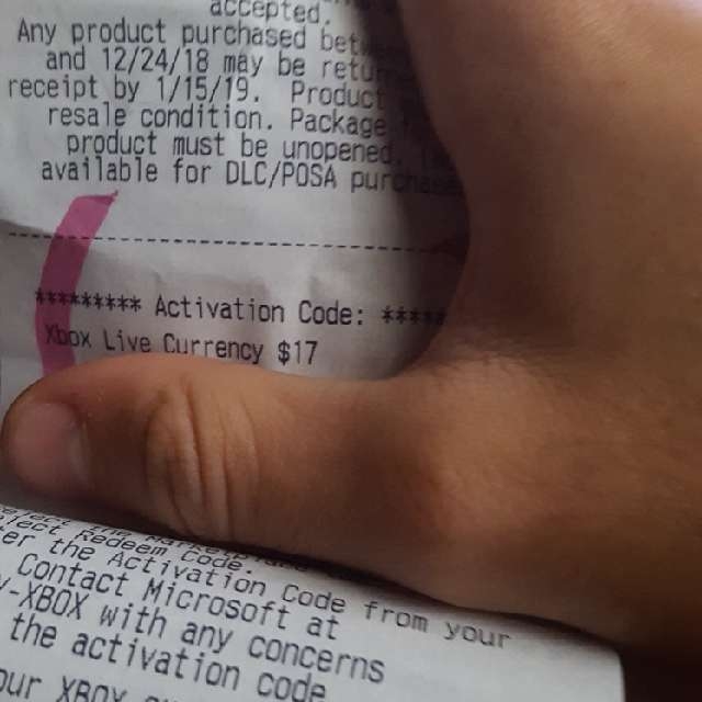 xbox gift card receipt