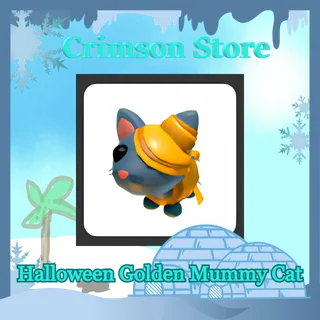 R Halloween Golden Mummy Cat