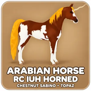 Chestnut Sabino Topaz Horned Arabian Horse | RC IUH Horned