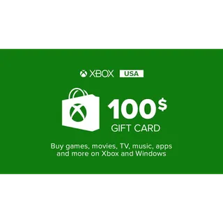 $100.00 USD Xbox Gift Card