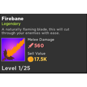 Rumble Quest Firebane In Game Items Gameflip - roblox dungeon quest underworld armor